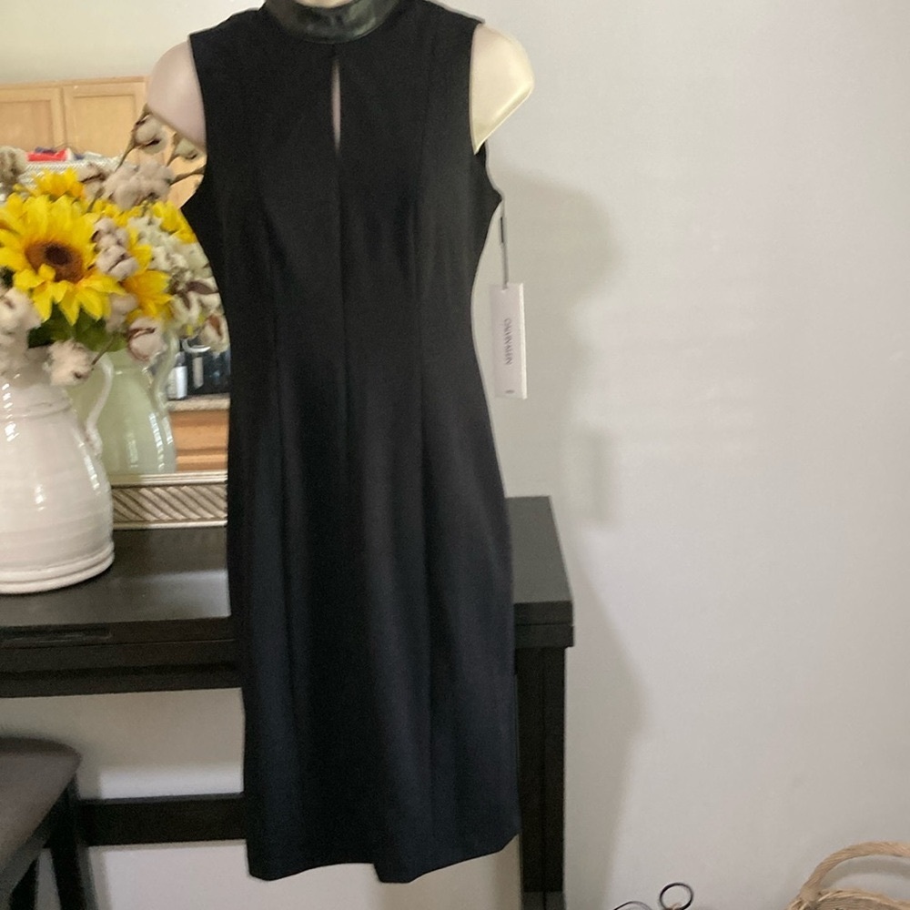 Calvin Klein Black Mock Neck Sheath Dress